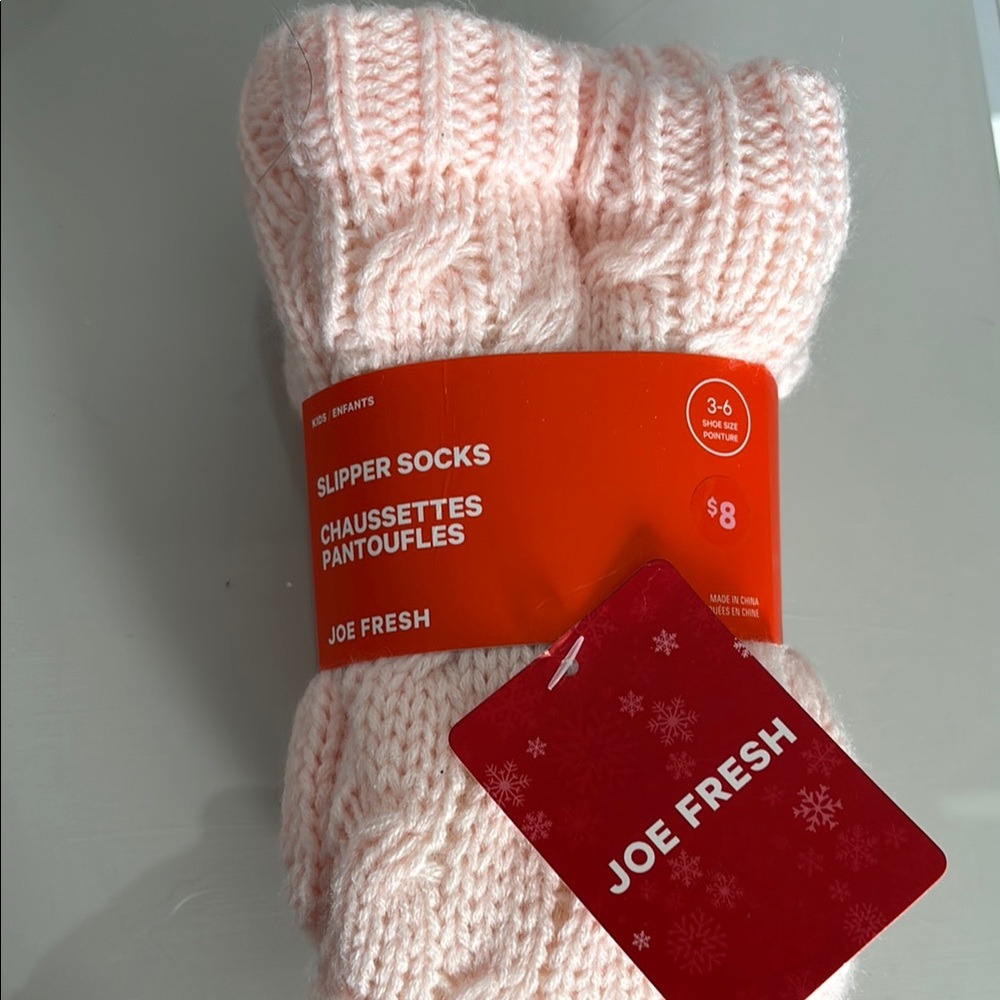 Soft Pink Knit Slipper Socks